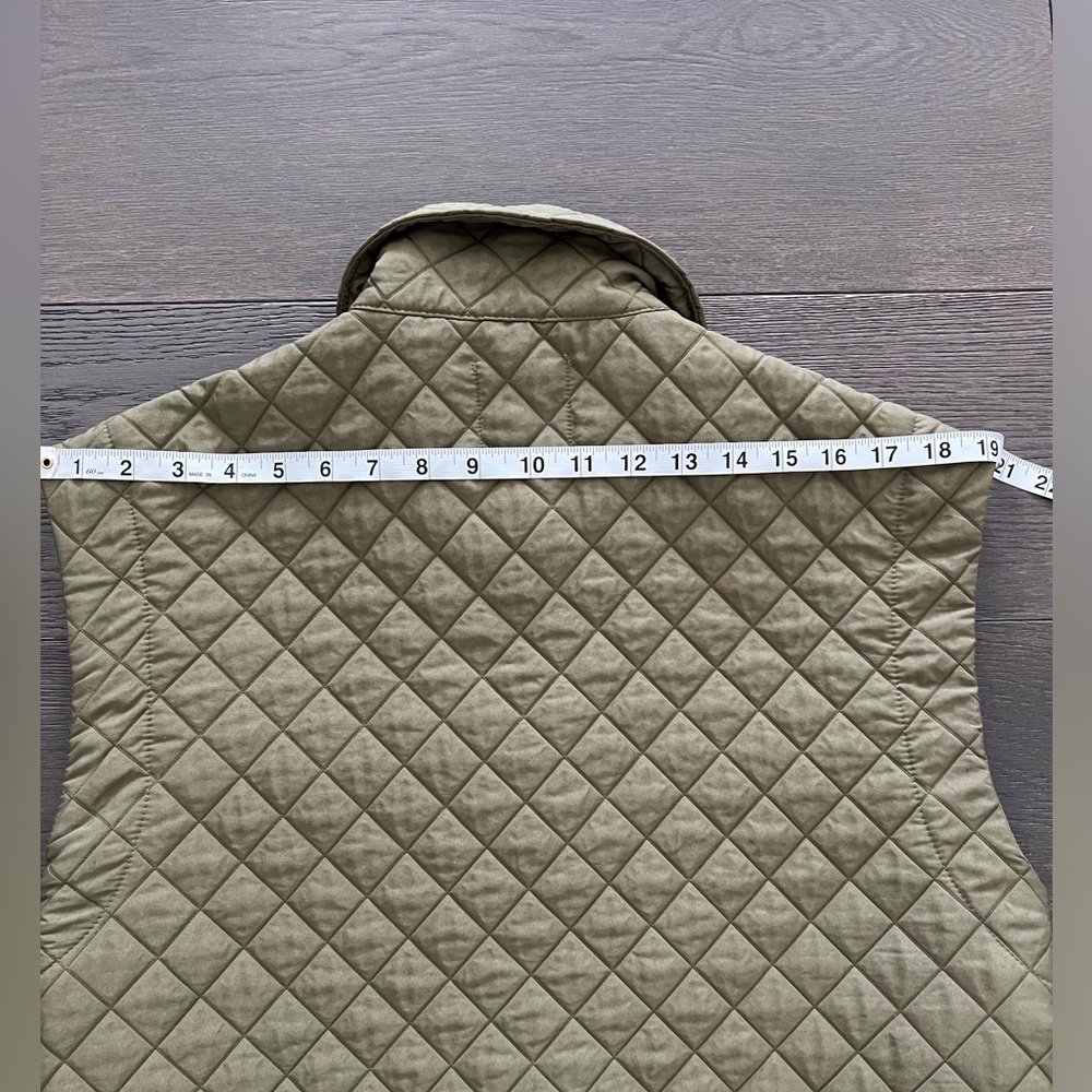 WOMENS  ZARA QUILTED GREEN ARMY VEST JACKET SZ SMALL - Picture 9 of 10